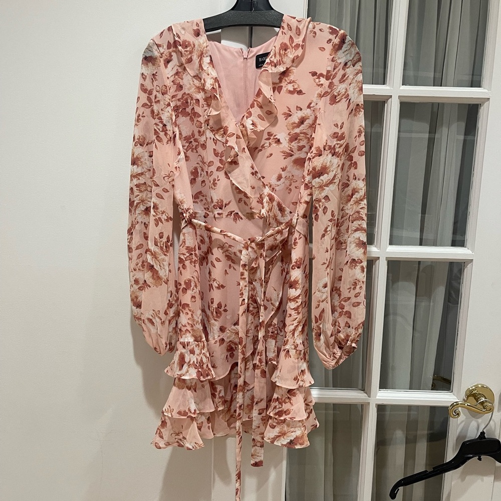 BARDOT Pink Floral Ruffle Wrap Dress